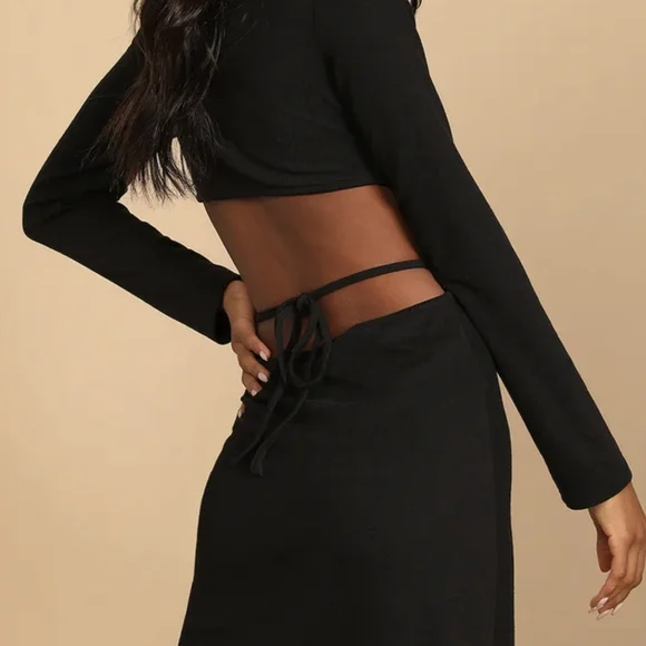 NWOT Lulus Black Sweater Dress with Cutout In the Back - Size XS - Picture 2 of 4